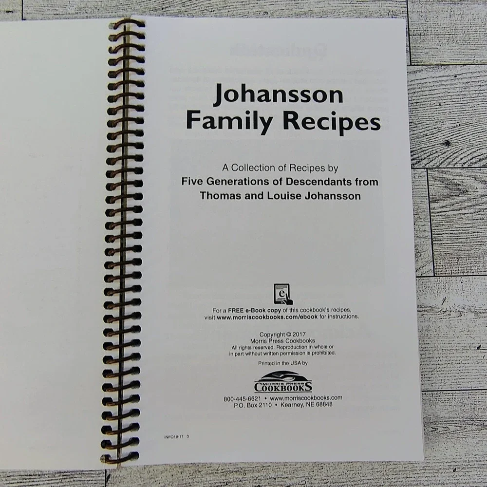 Johansson Family Cookbook 5 Generations Recipes 2017 Spiral Bound Heritage Kitch